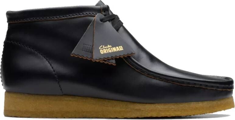 Clarks Zwarte leren Wallabee laars Black Heren