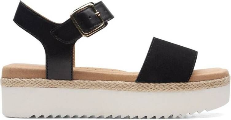 Clarks Zwarte platte sandalen voor vrouwen Black Dames