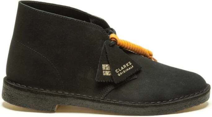 Clarks Zwarte platte schoenen Suède Desert Boot Black Heren