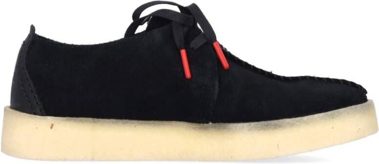 Clarks Zwarte suède herenschoen voor alledaags gebruik Black Heren