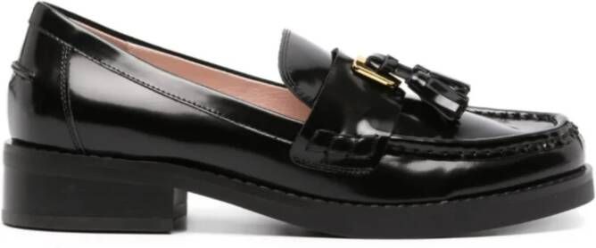 Coccinelle Zwarte leren mocassins met kwastje Black Dames