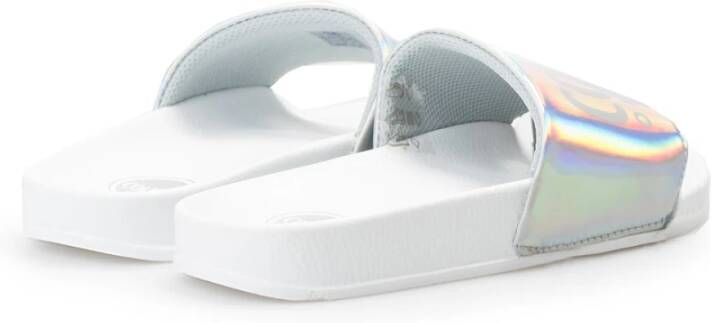 Colmar Instap Sandalen met Logo Print en Metallic Glans Wit Dames