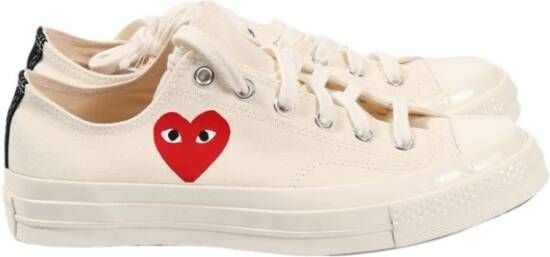 Comme des Garçons Beige Canvas Sneakers met Hartprint Beige Heren