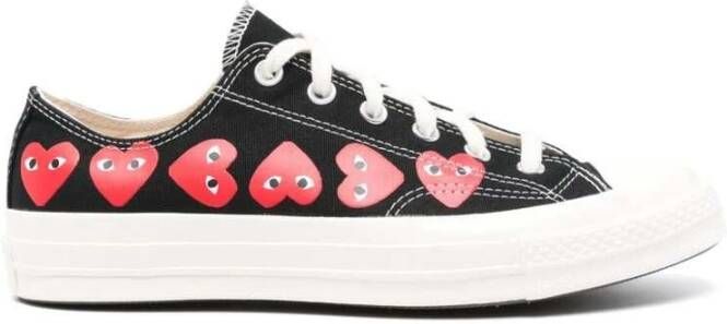 Comme des Garçons Canvas Heart Print Sneakers Black Heren