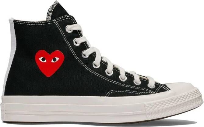 Comme des Garçons Canvas Heart Sneaker Zwart Rood Wit Black Heren