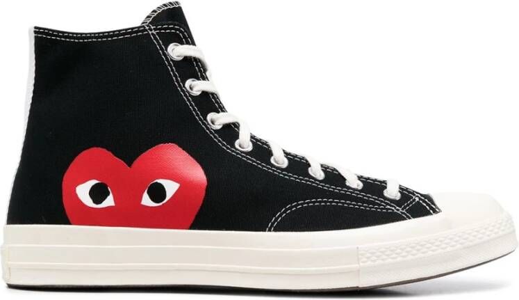 Comme des Garçons Canvas Sneakers met Heart Print Black Dames