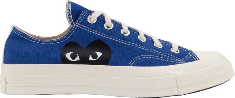 Comme des Garçons Canvas Sneakers met Logo Print Blue Heren