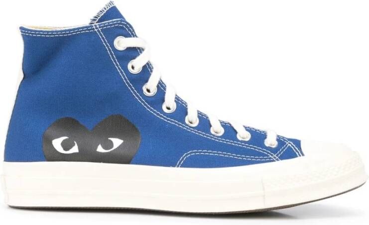 Comme des Garçons Blauwe Canvas High-Top Sneakers met CDG Heart Logo Blue