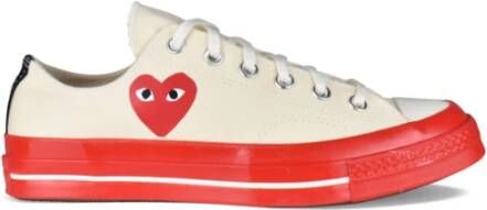 Comme des Garçons Chuck Taylor Sneakers Beige Canvas Rood Hart Logo Beige Heren