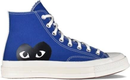 Comme des Garçons Navy High-Top Canvas Sneakers Blue Heren