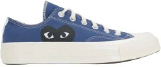 Comme des Garçons Play Blauwe Canvas Lage-Top Hart Sneakers Blue Heren