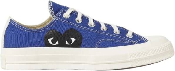 Comme des Garçons Play Blauwe Canvas Lage Top Sneakers Blue Unisex