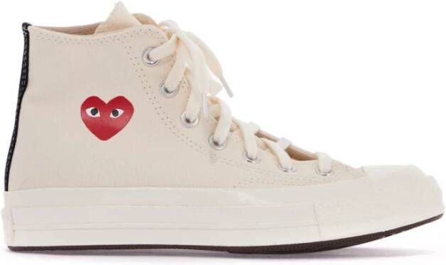 Comme des Garçons Play Canvas Hi-Top Chuck Sneakers Beige Heren