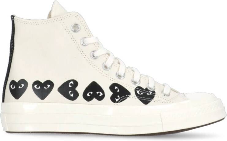 Comme des Garçons Play Canvas High Top Sneakers Ivory Beige Dames