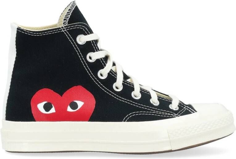 Comme des Garçons Play Canvas Hoge Sneakers met Rood Hart Black Heren