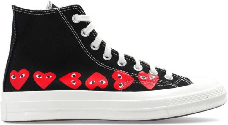 Comme des Garçons Zwarte Canvas Hart Print Sneakers Black Dames