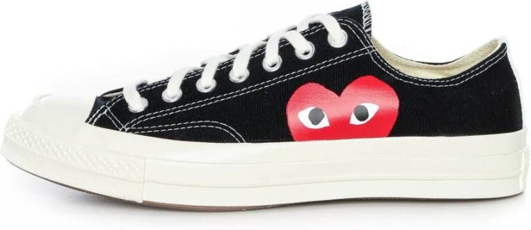 Comme des Garçons Play Zwarte Veterschoenen Stijlvol Zijprint Black