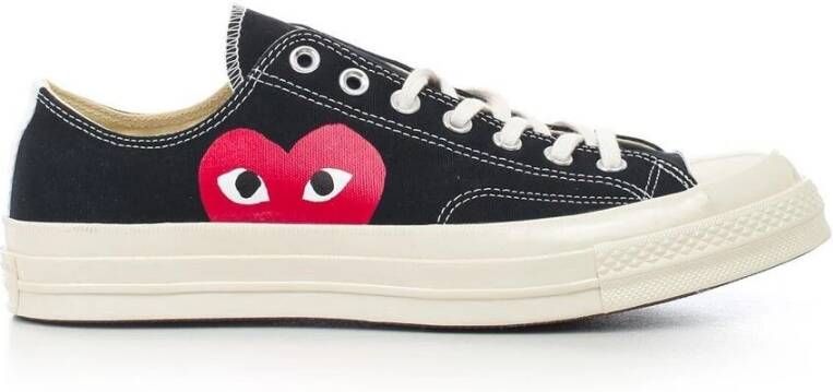 Comme des Garçons Play Zwarte Veterschoenen Stijlvol Zijprint Black Heren