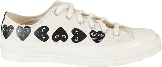 Comme des Garçons Play Hart Lage Top Sneakers White Heren