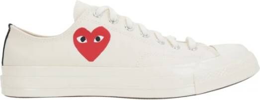 Comme des Garçons Play Hart Print Canvas Lage Sneakers White Dames