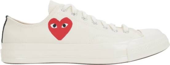 Comme des Garçons Play Hart Print Canvas Lage Sneakers White Heren