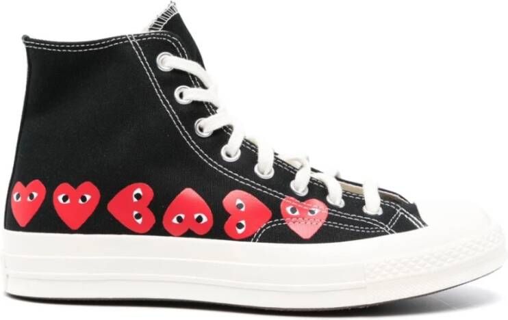 Comme des Garçons Play Hart Sneakers Zwart Katoen Hoge Top Multicolor Heren