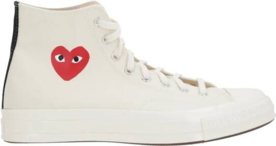 Comme des Garçons Play Hartprint High-Top Canvas Sneakers White Heren