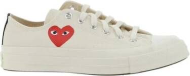 Comme des Garçons Play Canvas Heart Sneakers met Contrasterende Hiel White