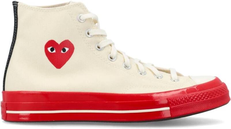 Comme des Garçons Play Off White Canvas High Top Sneakers Beige Heren