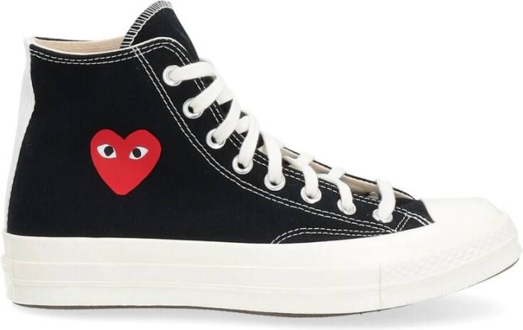 Comme des Garçons Play Rode Hart Hoge Top Sneakers Black Heren