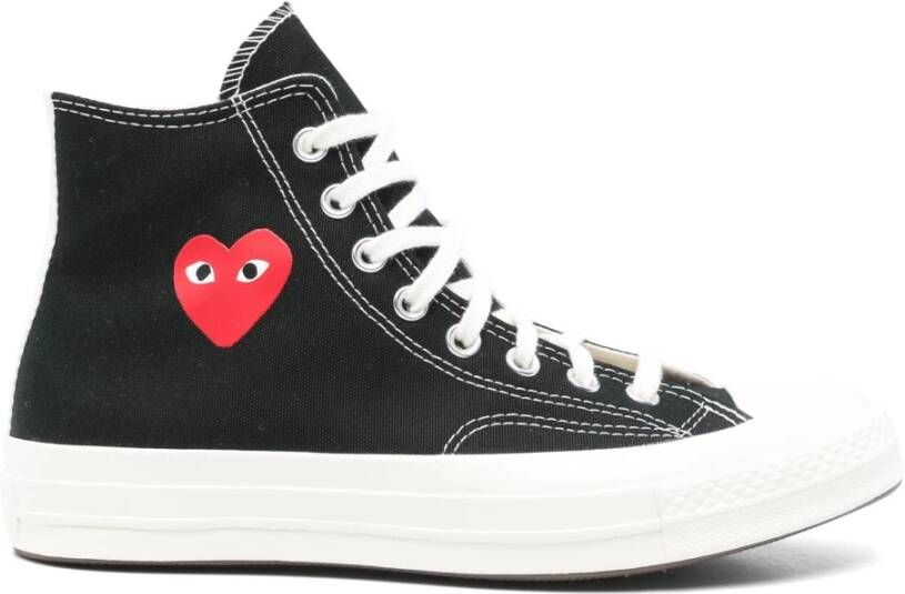 Comme des Garçons Play Rode Hart Hoge Top Sneakers Black Heren