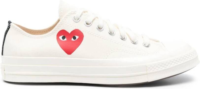 Comme des Garçons Play Rode Hart Lage Sneakers White Heren