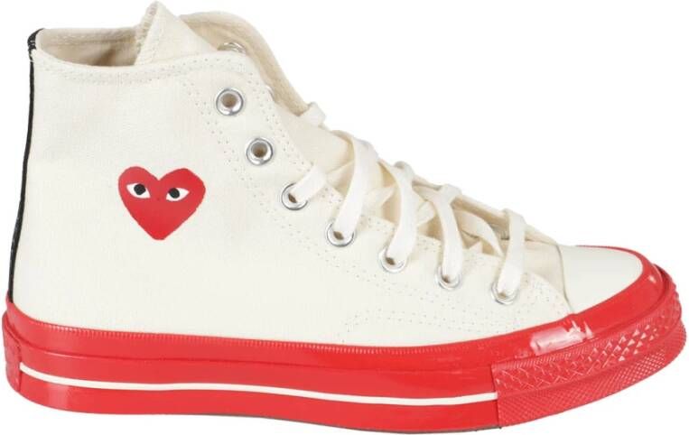 Comme des Garçons Play Rode High Top Sneakers White Heren