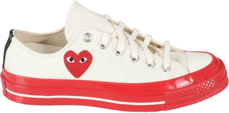 Comme des Garçons Play Rode Zool Lage Top Sneakers White Heren