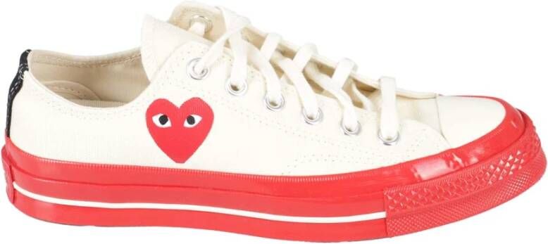 Comme des Garçons Play Rode Zool Lage Top Sneakers White Heren