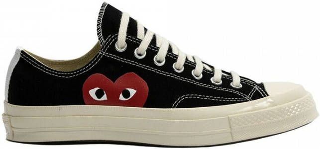 Comme des Garçons Play Zwarte Veterschoenen Stijlvol Zijprint Black Heren