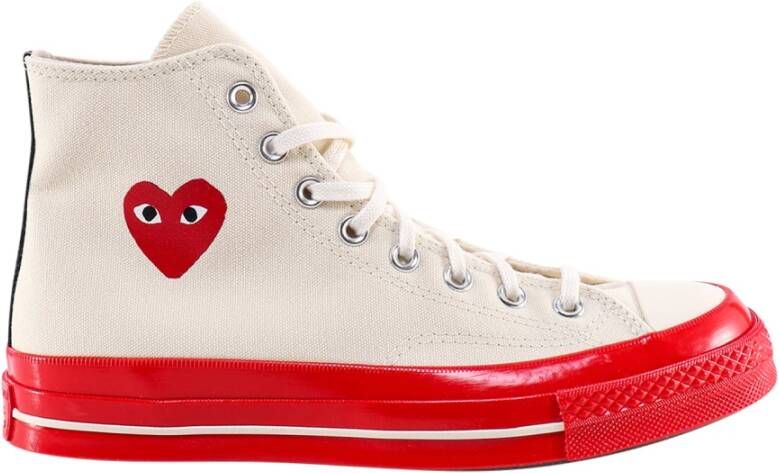 Comme des Garçons Play Witte Canvas Hart Sneakers White Heren