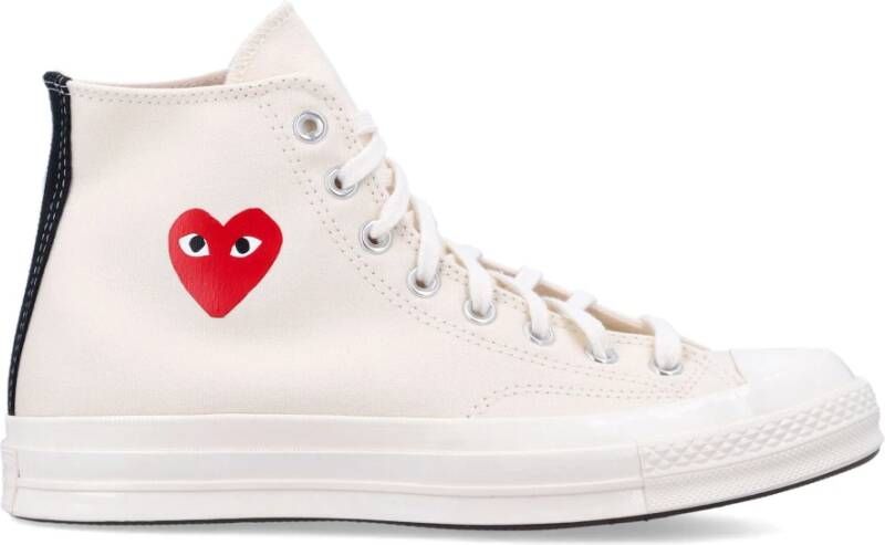 Comme des Garçons Play Witte Heart Hi-Top Sneakers White Heren