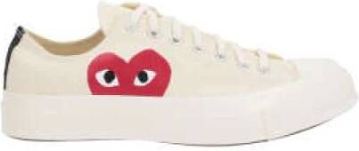 Comme des Garçons Play Witte Lage Canvas Sneakers met Hartprint Witte Hart Lage Sneakers White