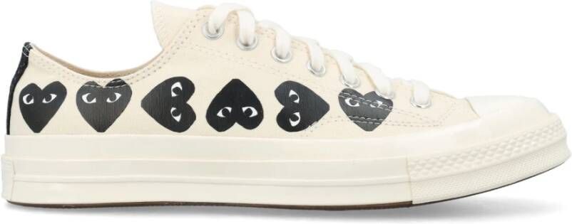 Comme des Garçons Play Witte Multi Heart Low Top Sneakers Beige Heren