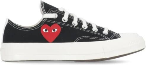 Comme des Garçons Play Zwarte Canvas Sneakers met Contrasterend Logo Black Dames