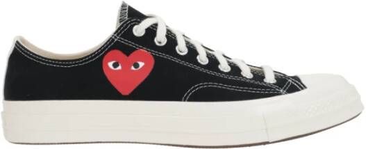 Comme des Garçons Play Zwarte Heart Low-Top Canvas Sneakers Black Heren