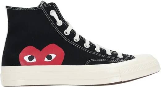 Comme des Garçons Play Zwarte High-Top Canvas Sneakers Black Dames