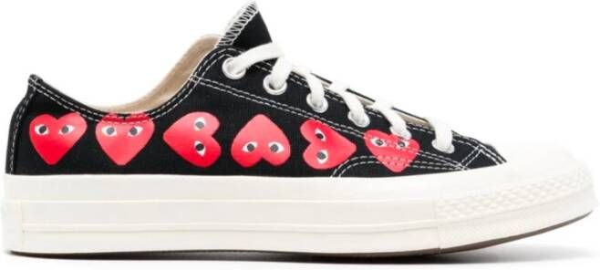 Comme des Garçons Play Zwarte Converse Sneakers met Filip Pagowski Hartprint Black Dames