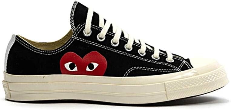 Comme des Garçons Play Zwarte Veterschoenen Stijlvol Zijprint Black