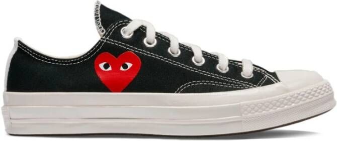 Comme des Garçons Zwarte Canvas Logo Sneakers Black Heren