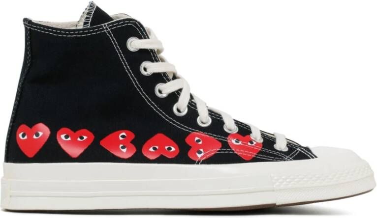 Comme des Garçons Zwarte Canvas Hart Print Sneakers Black