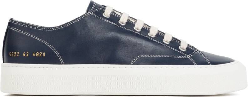 Common Projects Blauwe Leren Lage Sneakers Blue Heren