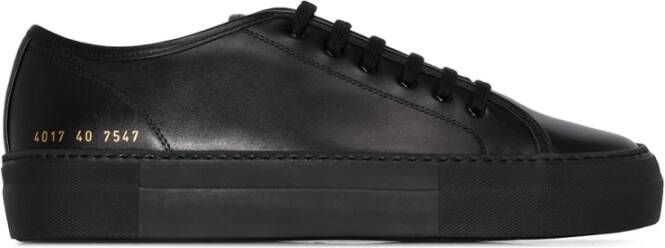 Common Projects Zwarte Leren Lage Sneakers Black Dames