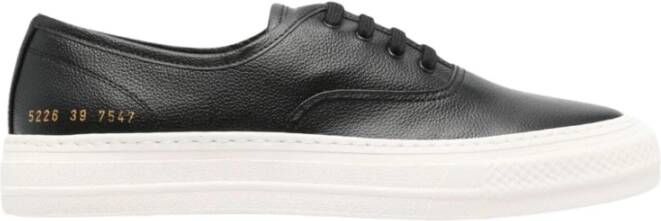 Common Projects Zwarte Leren Sneakers Logo Print Black Heren